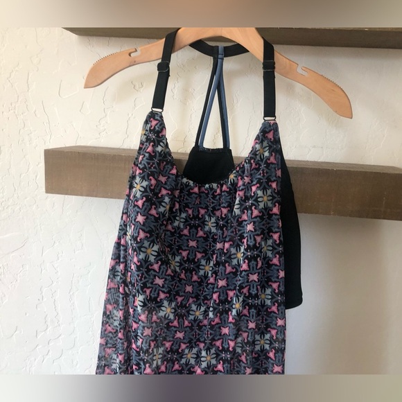 Cacique Swim|Tank bikini swimwear in colorful blue tropical floral print•PLUS - Picture 3 of 9